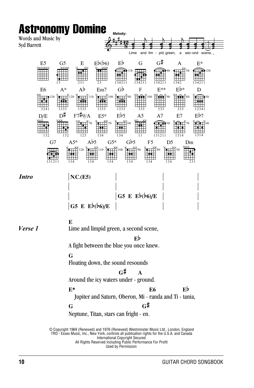Download Pink Floyd Astronomy Domine Sheet Music