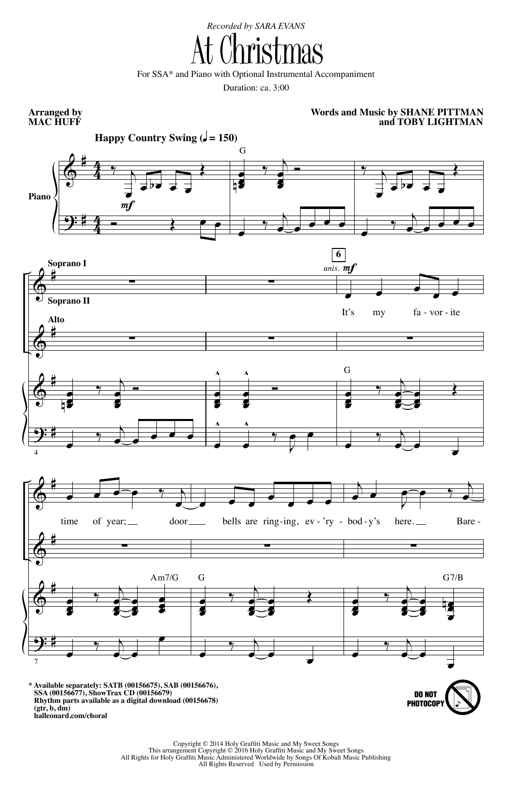 Download Sara Evans At Christmas (arr. Mac Huff) Sheet Music