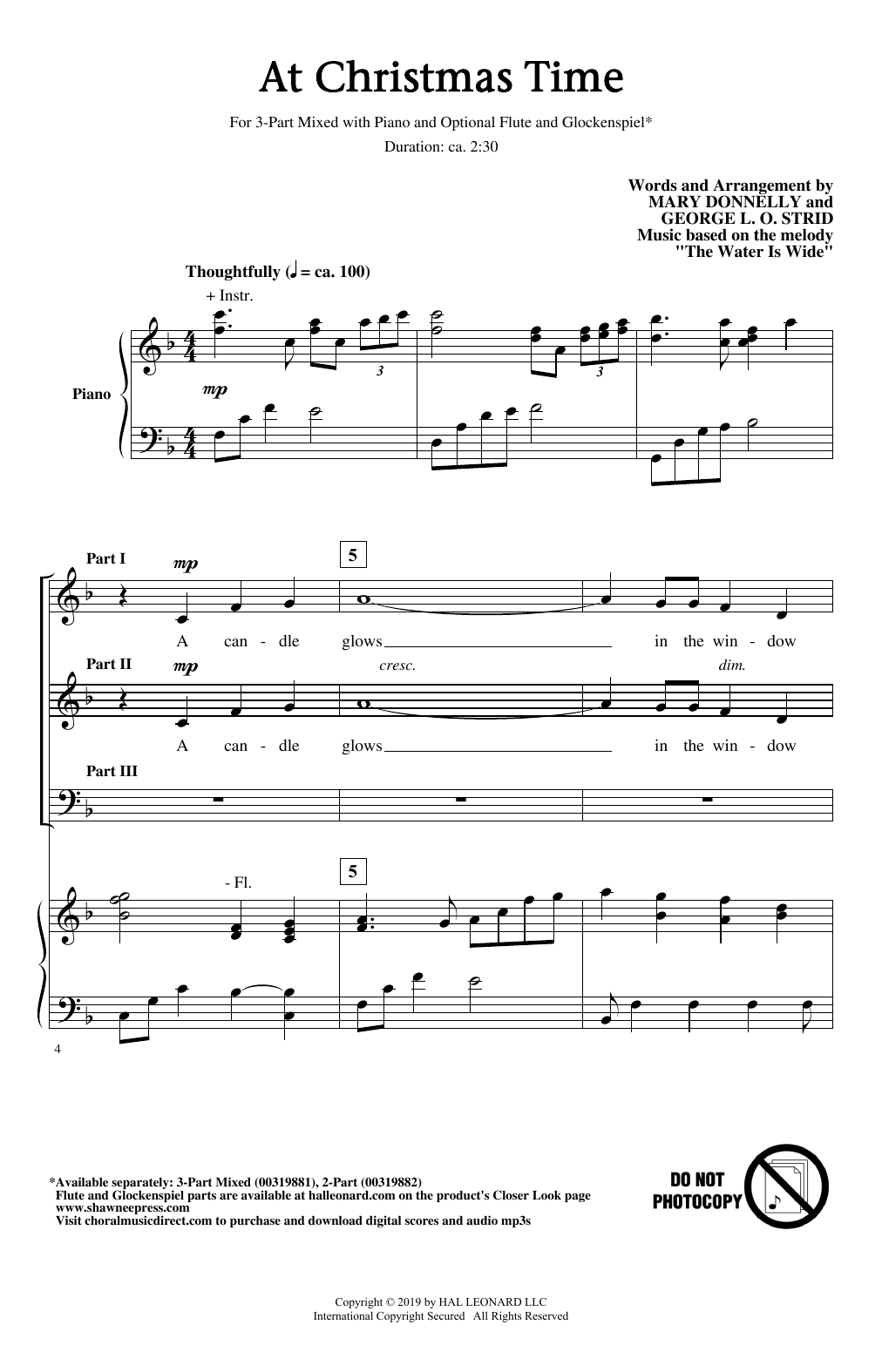 Download Mary Donnelly and George L.O. Strid At Christmas Time Sheet Music