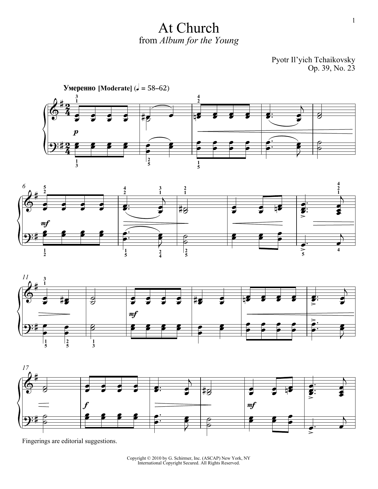 Download Pyotr Il'yich Tchaikovsky At Church Sheet Music