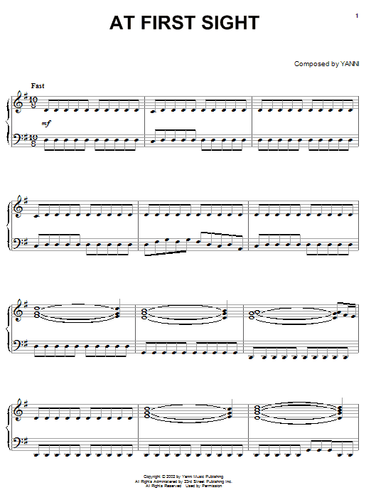 Download Yanni At First Sight Sheet Music
