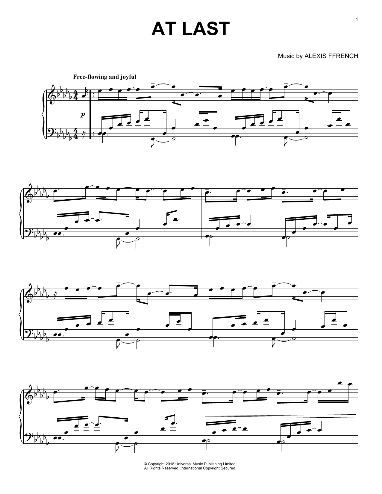 Download Alexis Ffrench At Last Sheet Music