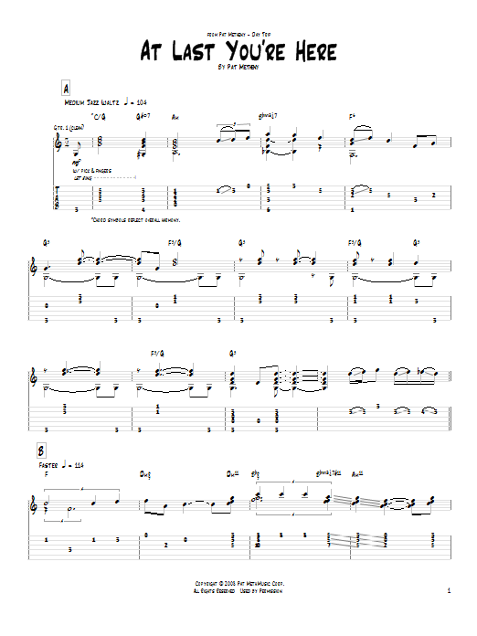 Download Pat Metheny At Last You're Here Sheet Music