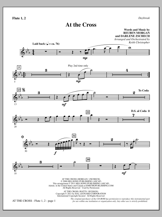 Download Keith Christopher At The Cross - Flute 1 & 2 Sheet Music