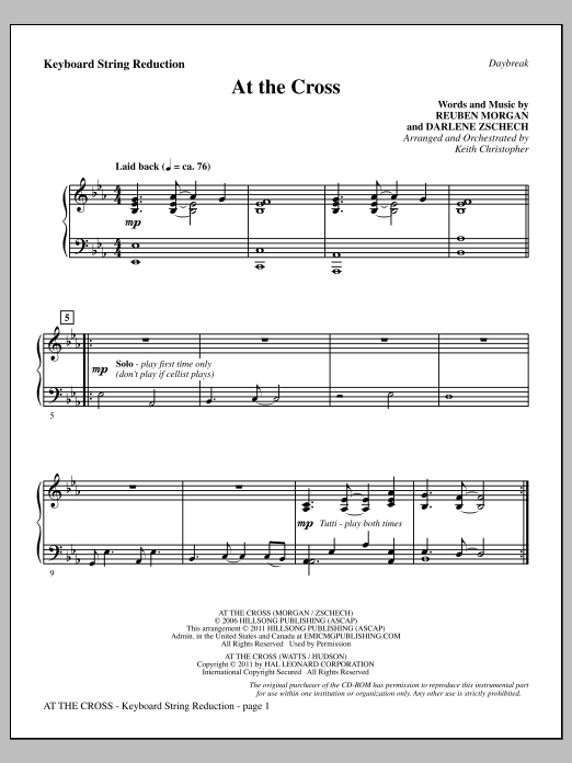 Download Keith Christopher At The Cross - Keyboard String Reductio Sheet Music