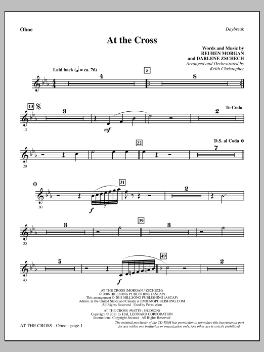 Download Keith Christopher At The Cross - Oboe Sheet Music