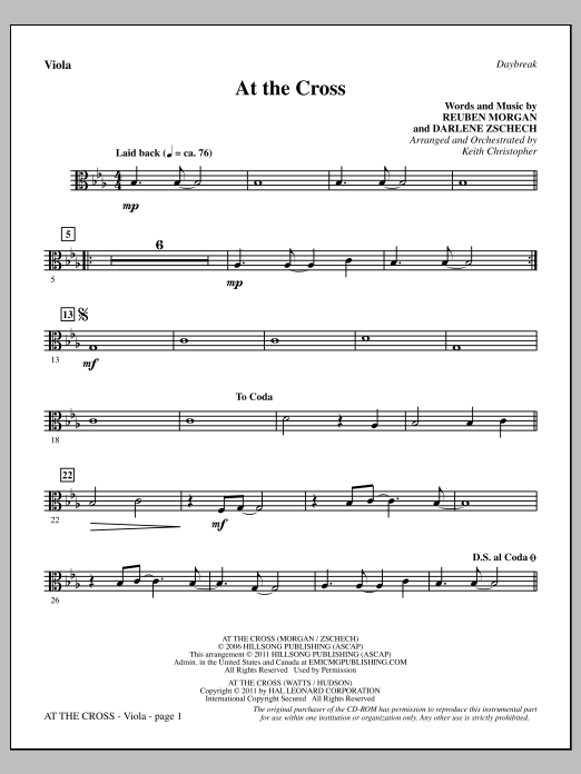 Download Keith Christopher At The Cross - Viola Sheet Music