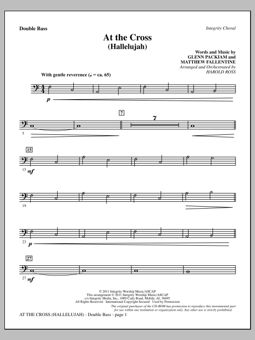 Download Harold Ross At The Cross (Hallelujah) - Double Bass Sheet Music