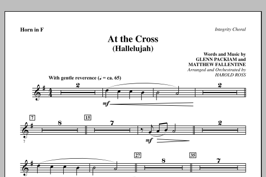 Download Harold Ross At The Cross (Hallelujah) - F Horn Sheet Music