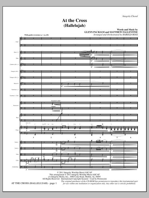 Download Harold Ross At The Cross (Hallelujah) - Full Score Sheet Music
