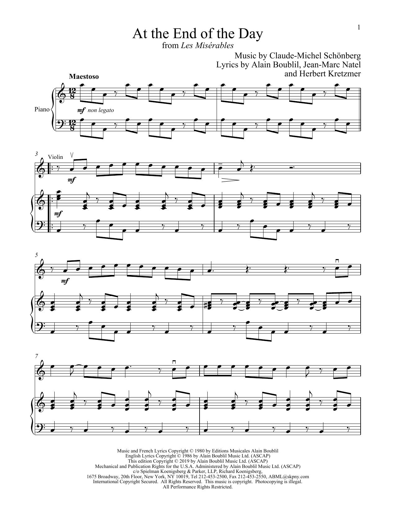 Download Boublil and Schonberg At The End Of The Day (from Les Miserab Sheet Music