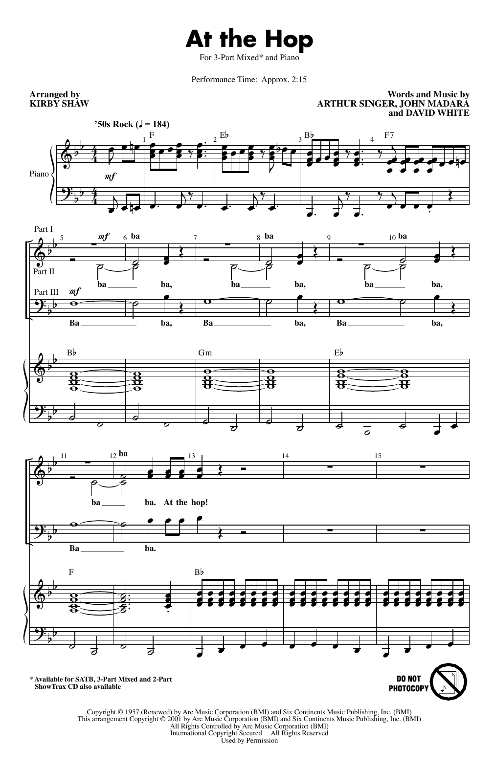 Download Danny & The Juniors At The Hop (arr. Kirby Shaw) Sheet Music