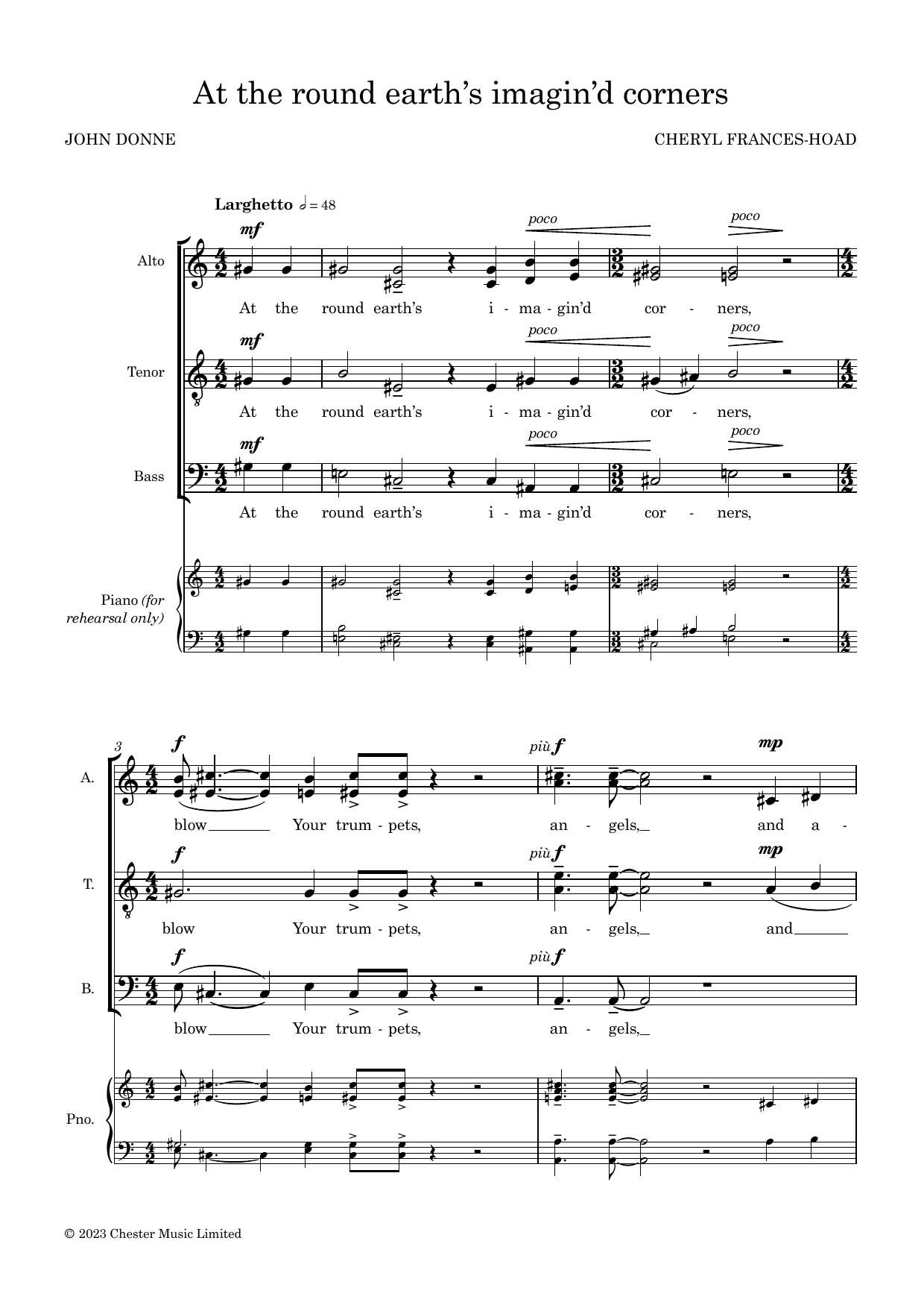 Cheryl Frances-Hoad At the round earth's imagin'd corners sheet music notes printable PDF score