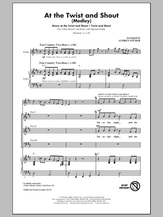 Download Audrey Snyder At The Twist And Shout Sheet Music