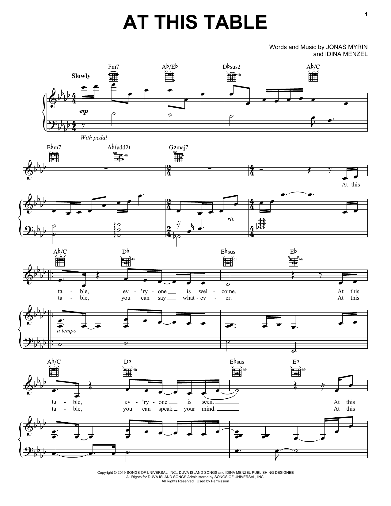 Download Idina Menzel At This Table Sheet Music