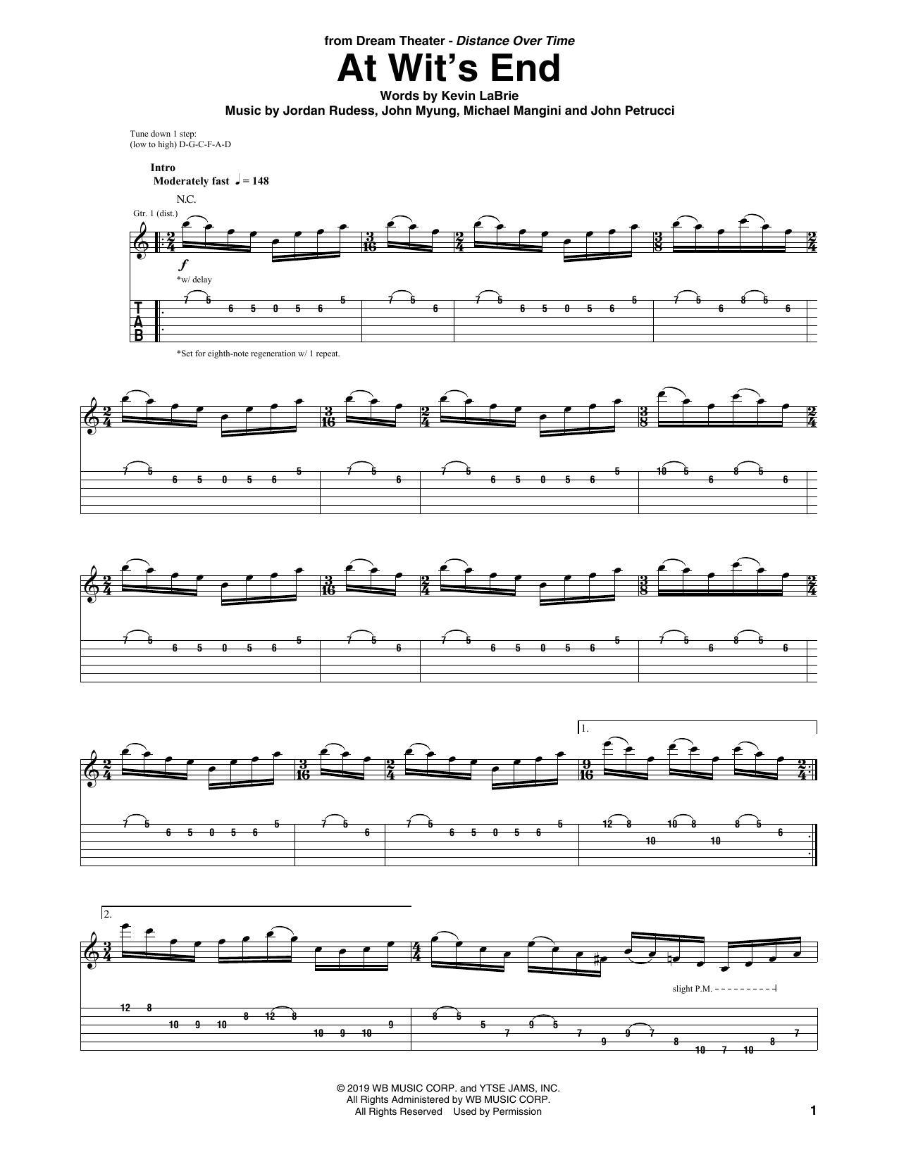 Download Dream Theater At Wit's End Sheet Music