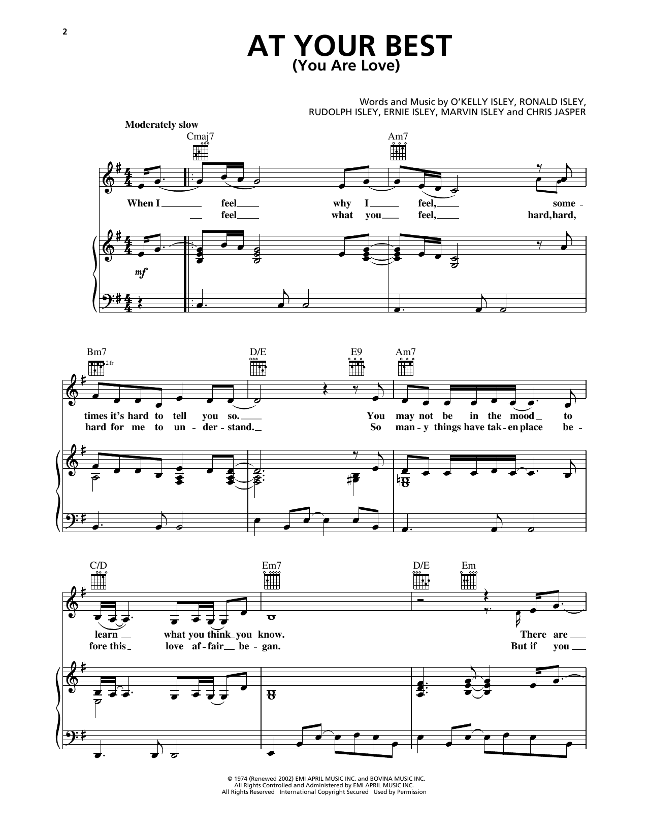 Download Isley Brothers At Your Best (You Are Love) Sheet Music
