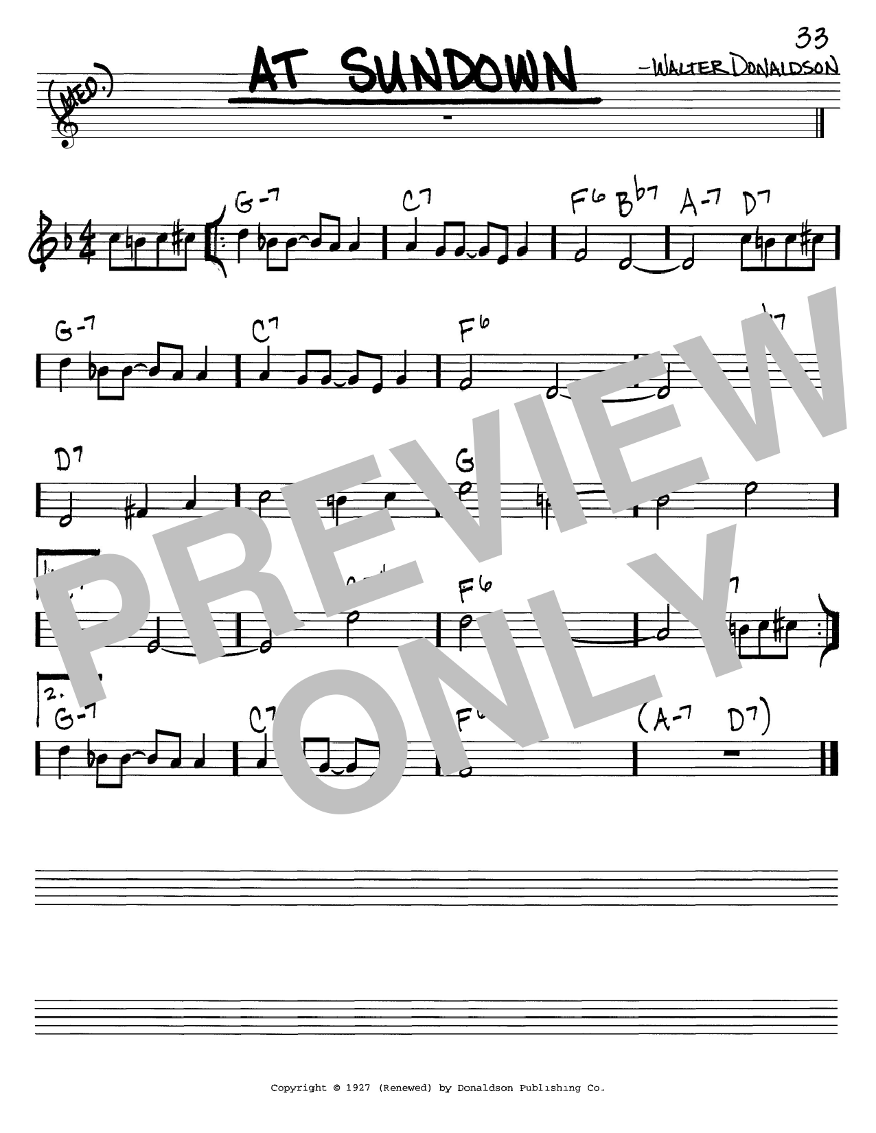 Glenn Miller At Sundown sheet music notes printable PDF score