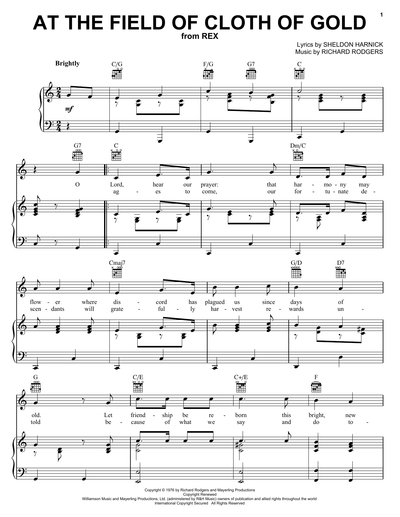 Richard Rodgers At The Field Of Cloth Of Gold sheet music notes printable PDF score