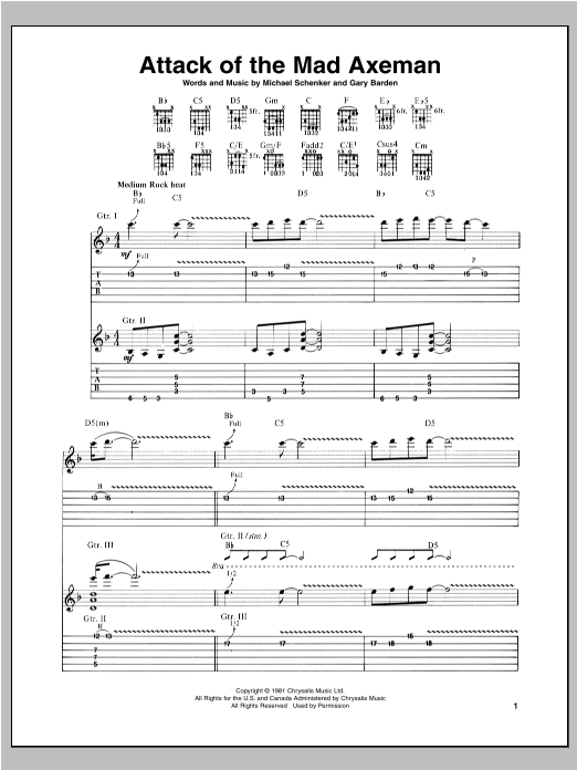 Download Michael Schenker Attack Of The Mad Axeman Sheet Music