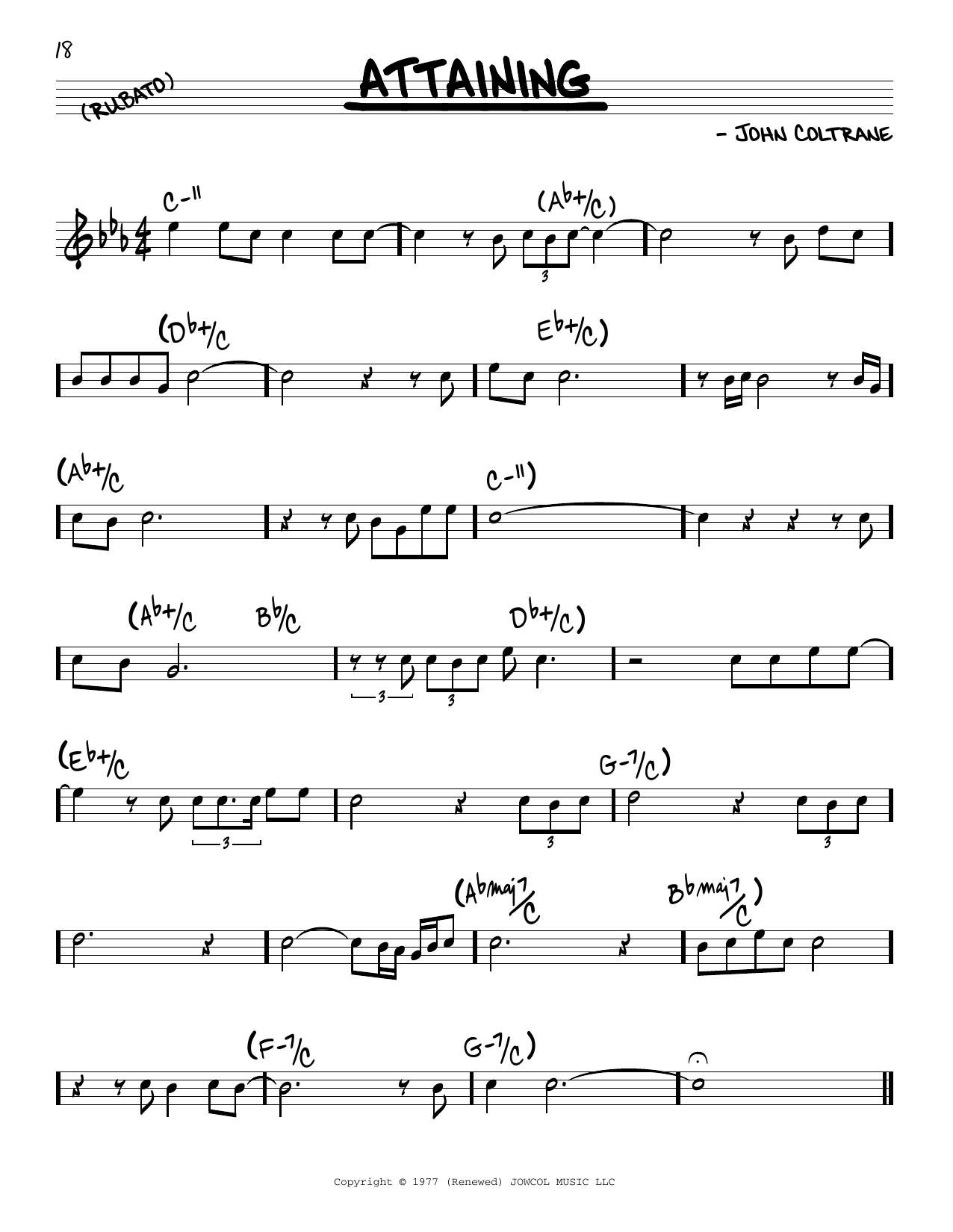 Download John Coltrane Attaining Sheet Music