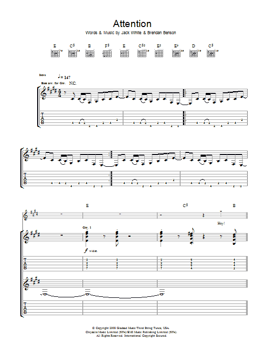 Download The Raconteurs Attention Sheet Music