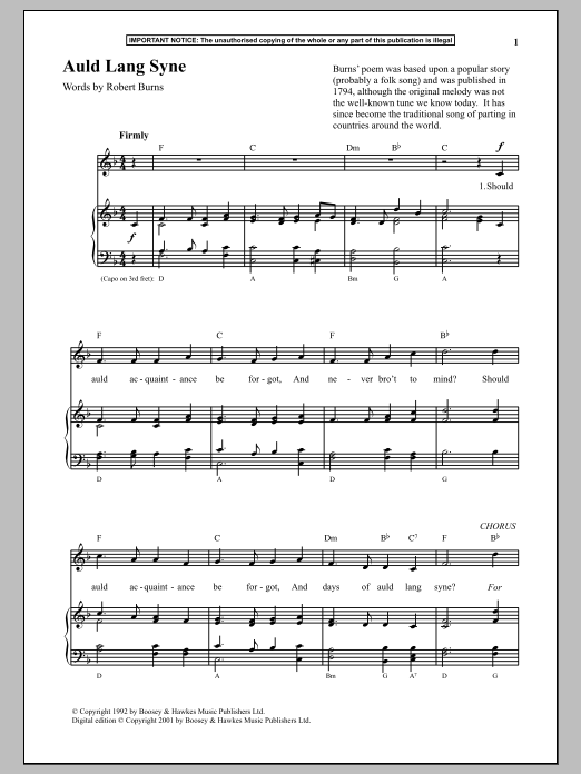 Download Anonymous Auld Lang Syne Sheet Music