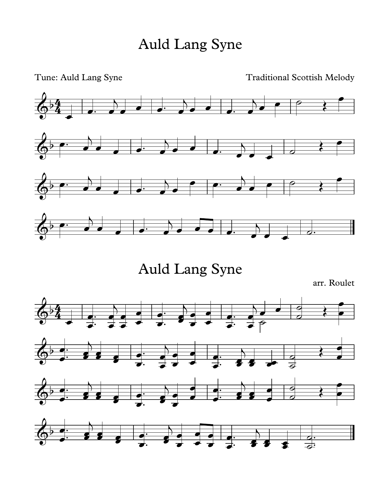 Download Traditional Scottish Melody Auld Lang Syne (arr. Patrick Roulet) Sheet Music