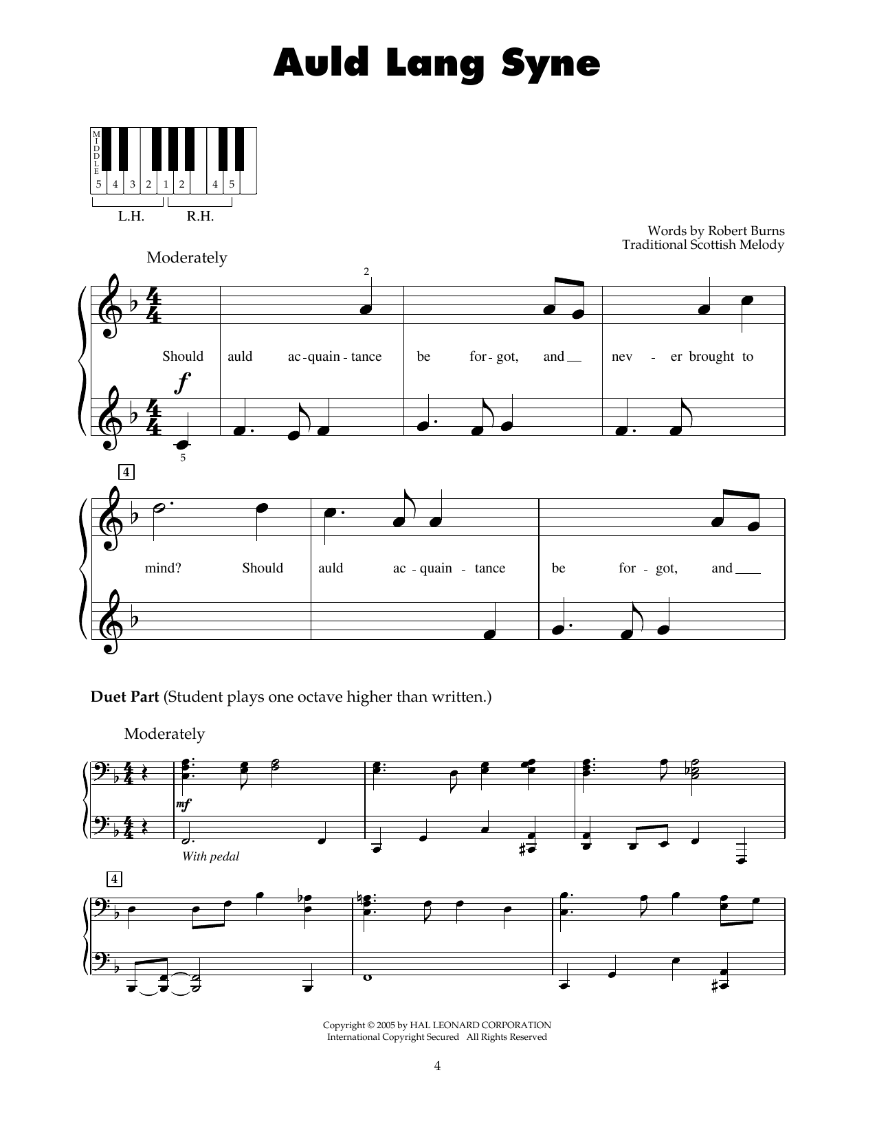 Download Robert Burns Auld Lang Syne Sheet Music