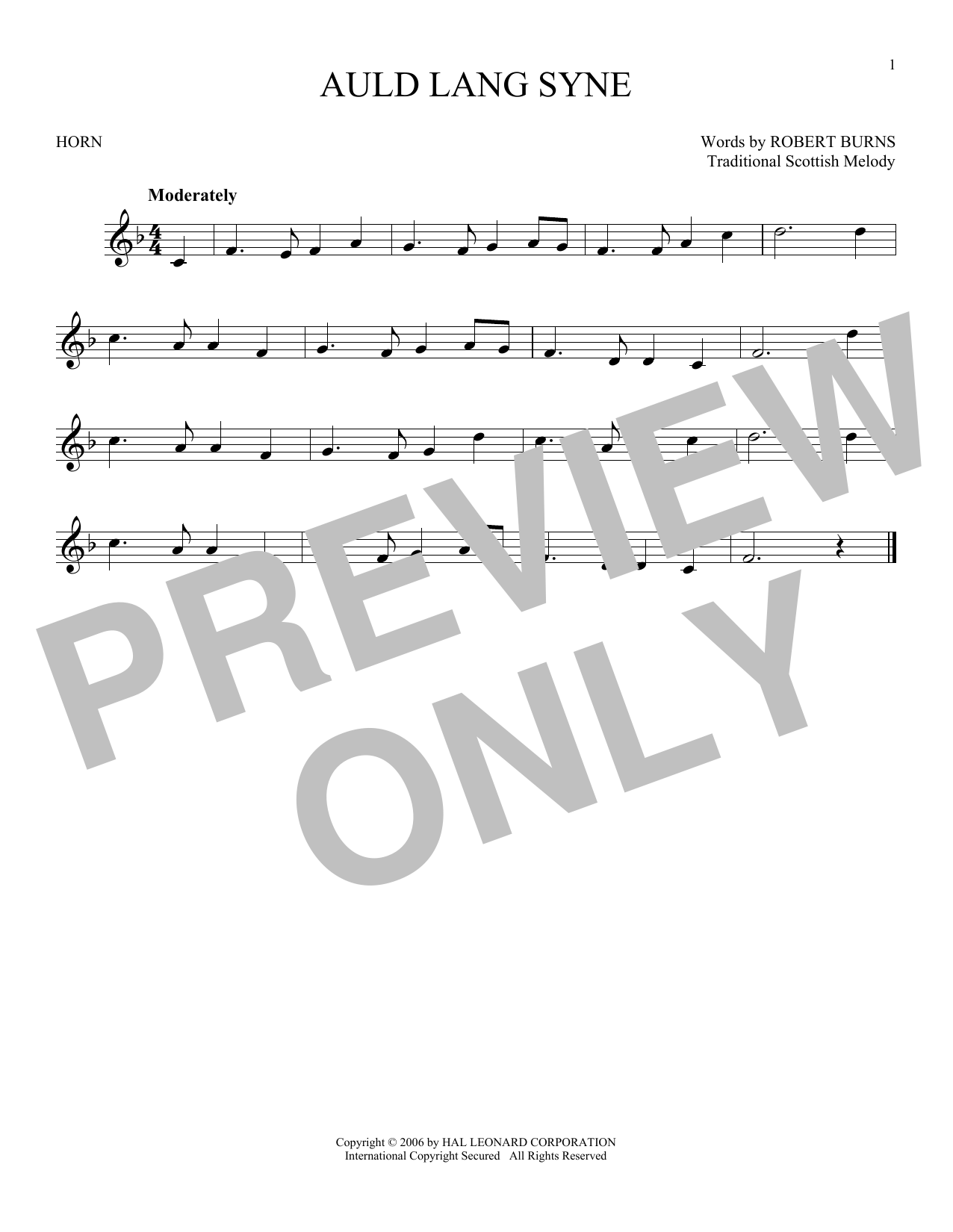 Download Traditional Scottish Melody Auld Lang Syne Sheet Music