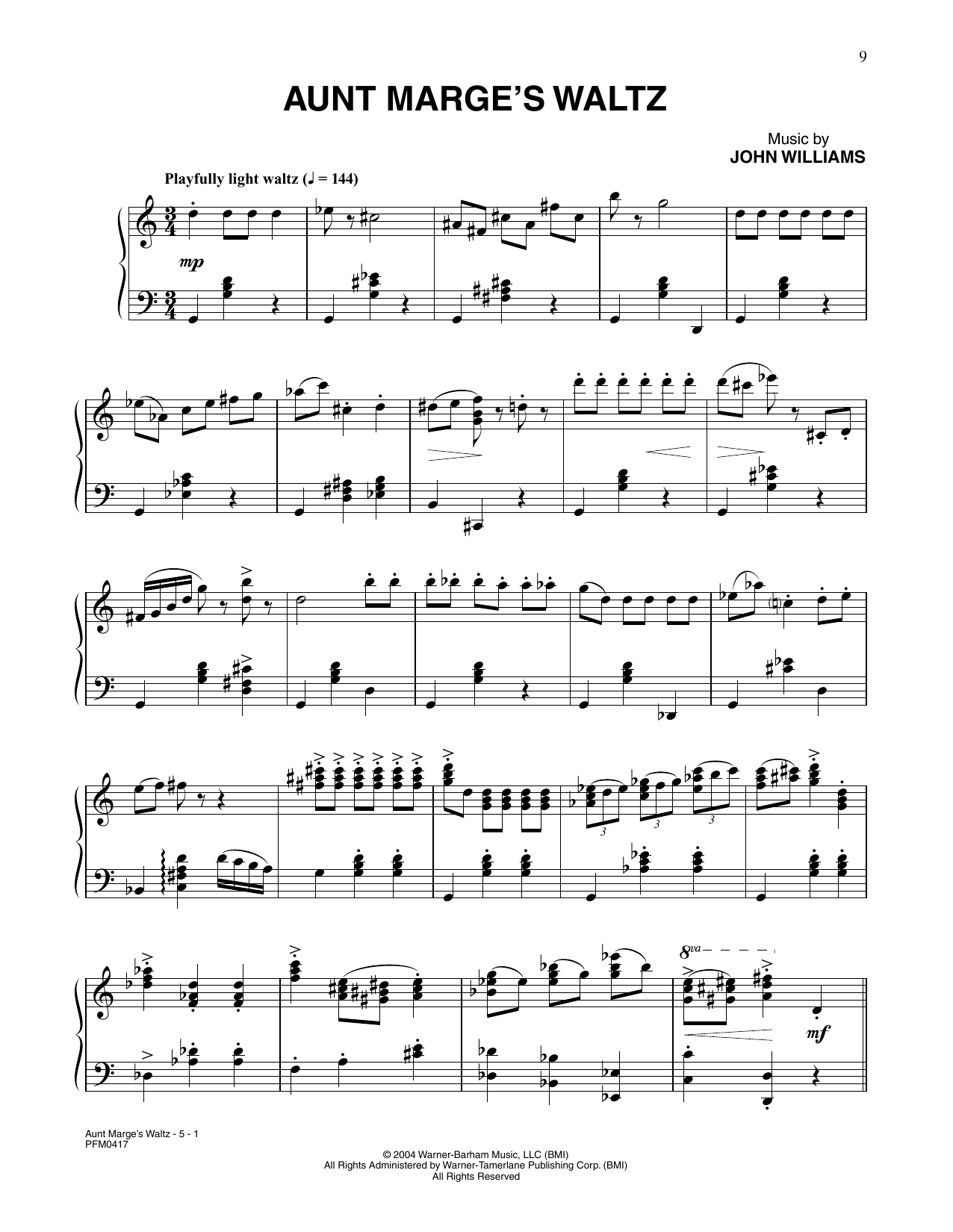 Download John Williams Aunt Marge's Waltz (from Harry Potter A Sheet Music