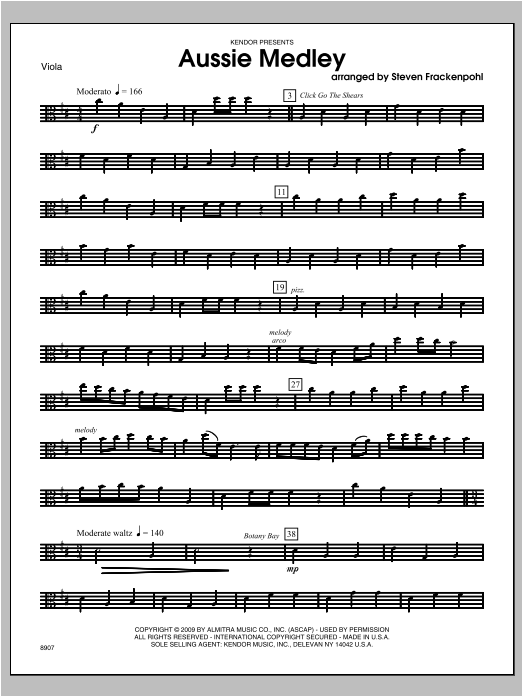 Download Steve Frackenpohl Aussie Medley - Viola Sheet Music