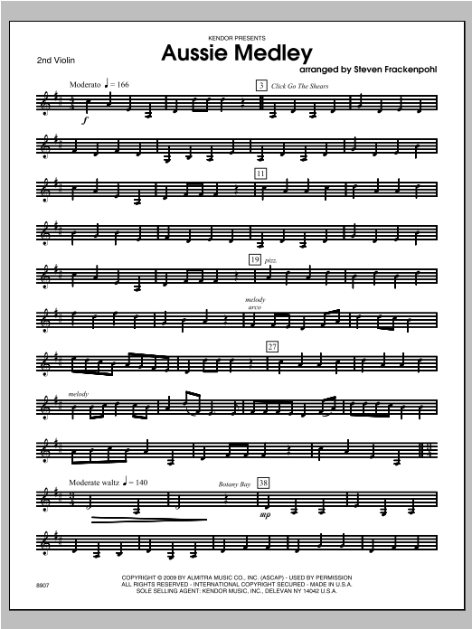 Download Steve Frackenpohl Aussie Medley - Violin 2 Sheet Music