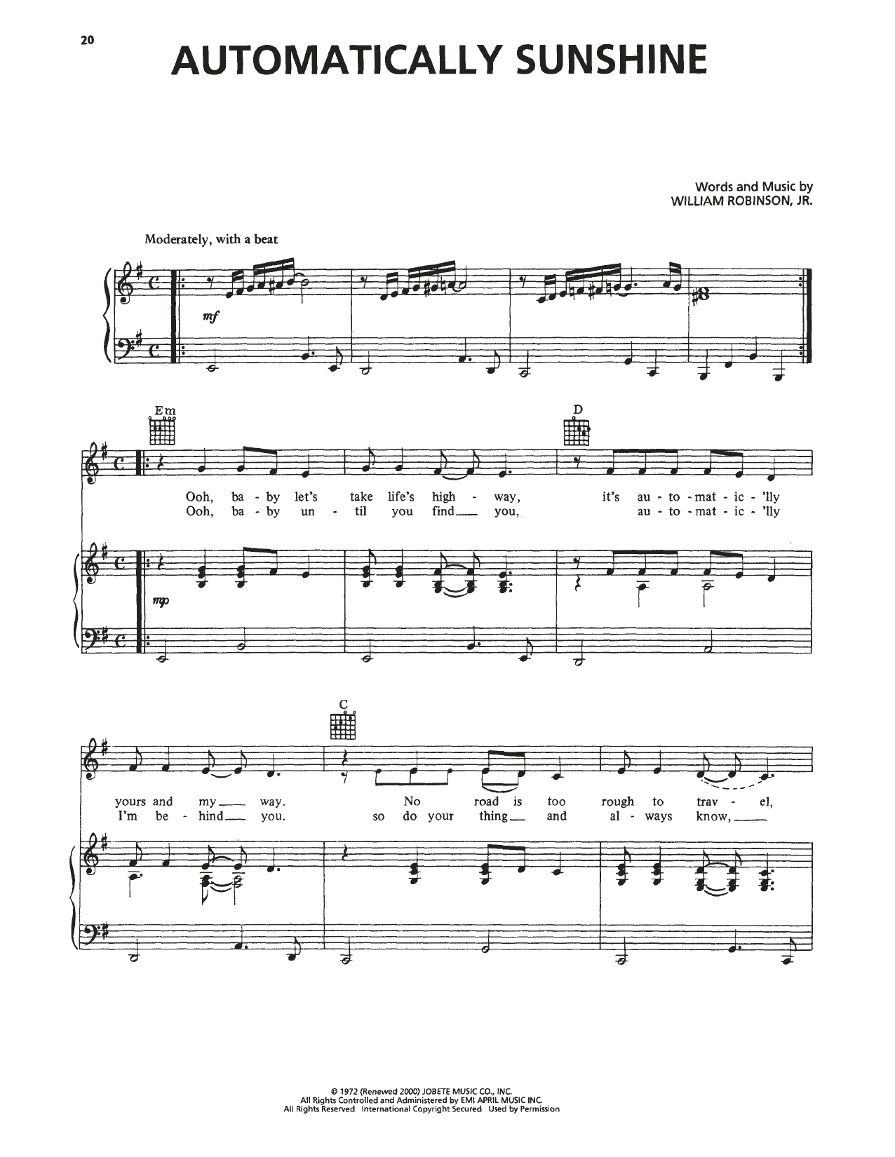 Download The Supremes Automatically Sunshine Sheet Music