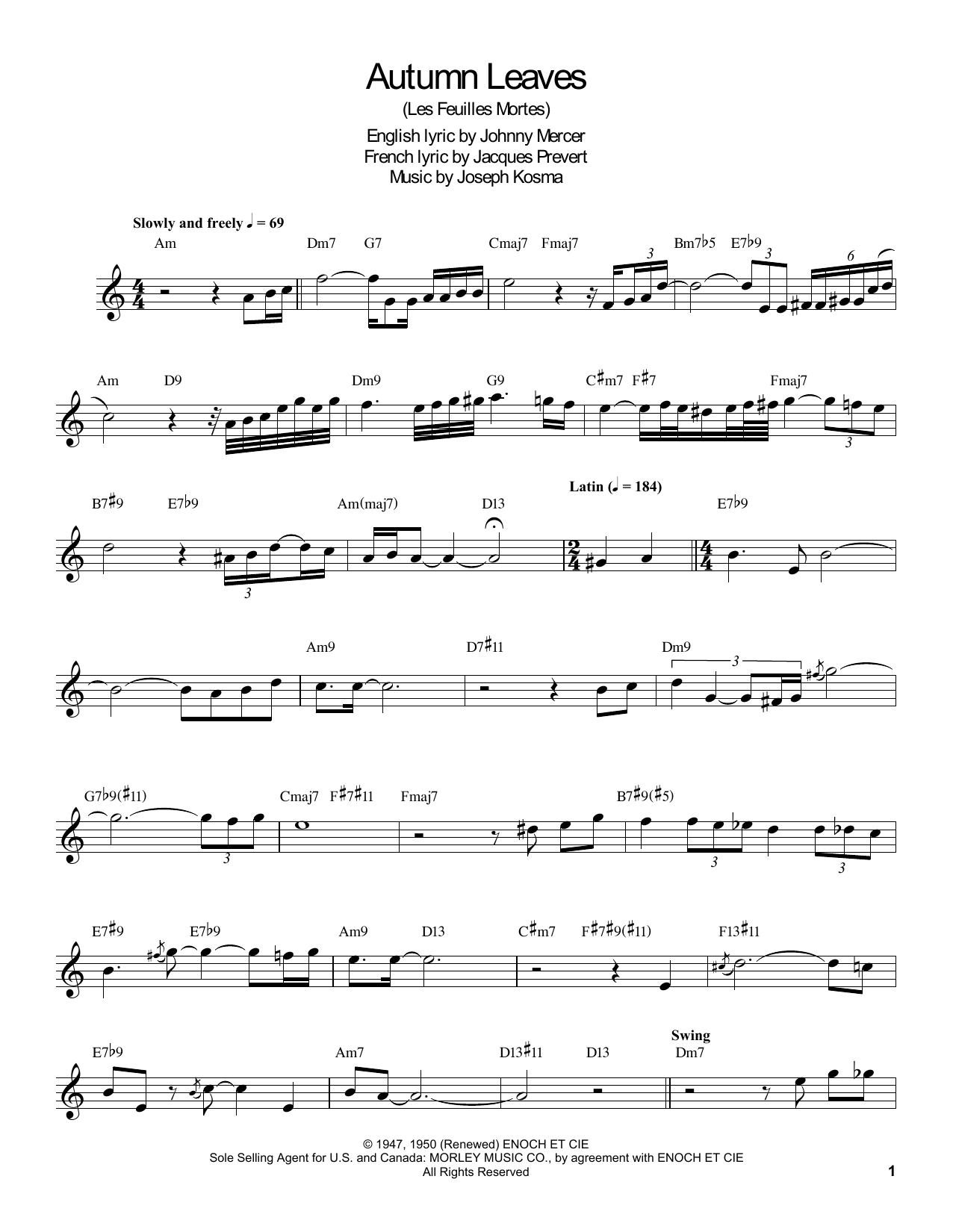 Download Buddy DeFranco Autumn Leaves Sheet Music
