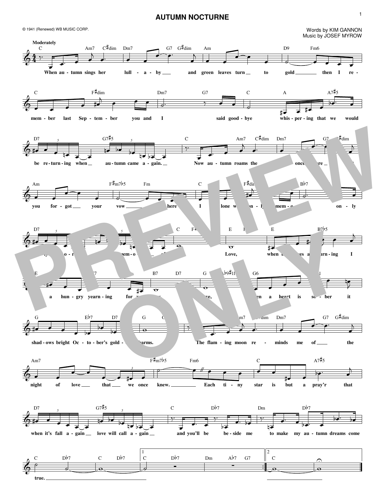 Download Henry Mancini Autumn Nocturne Sheet Music