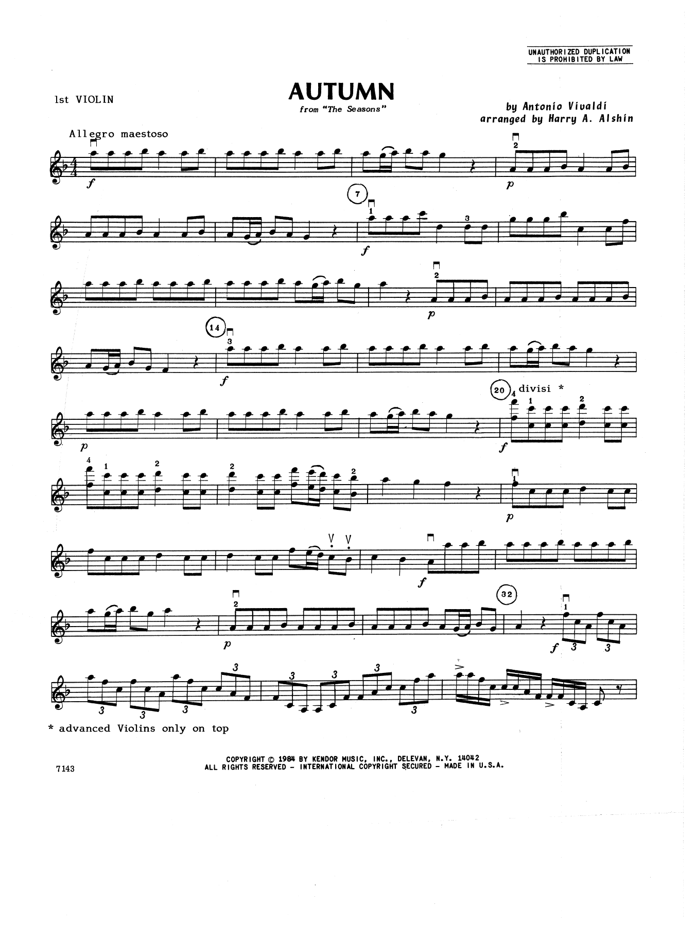 Download Alshin Autumn - 1st Violin Sheet Music