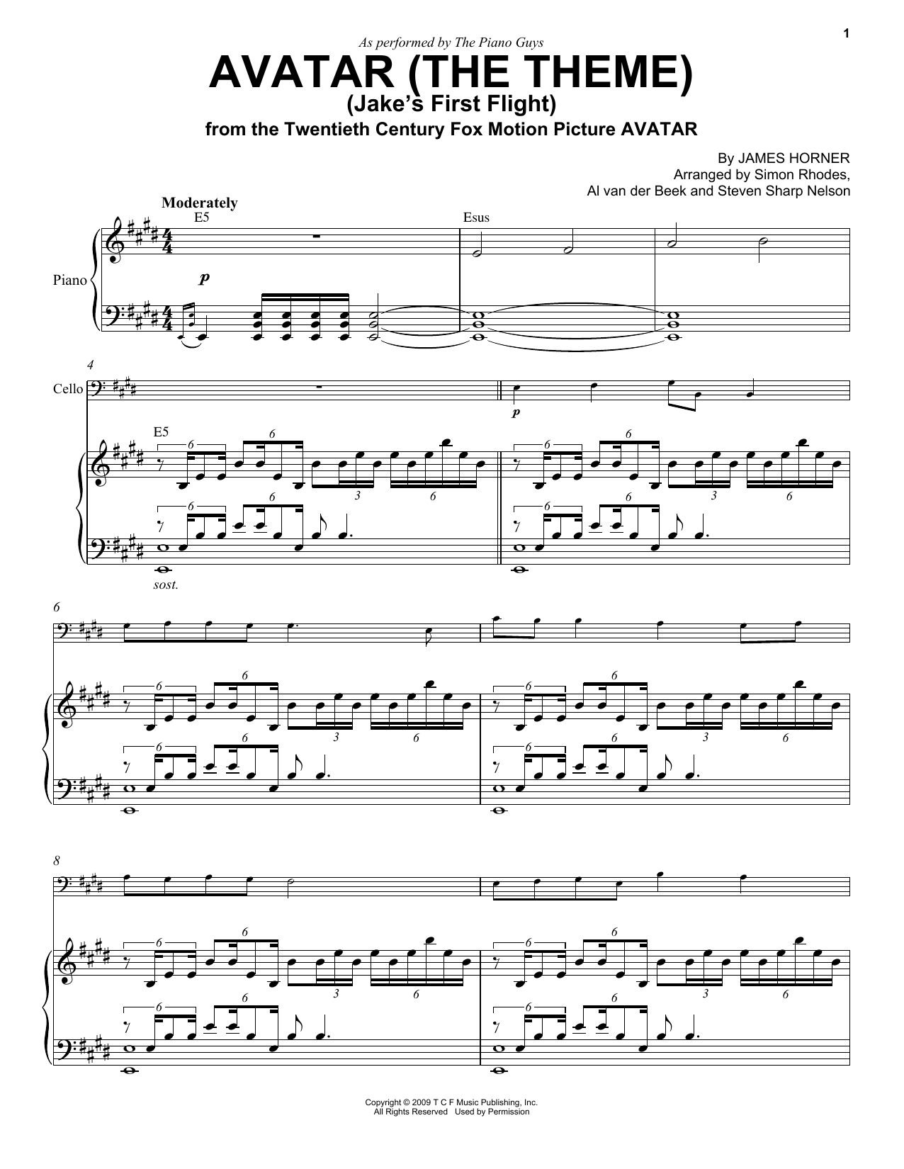 Download The Piano Guys Avatar (The Theme) (Jake's First Flight Sheet Music