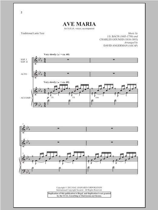 Download Johann Sebastian Bach Ave Maria (arr. David Angerman) Sheet Music