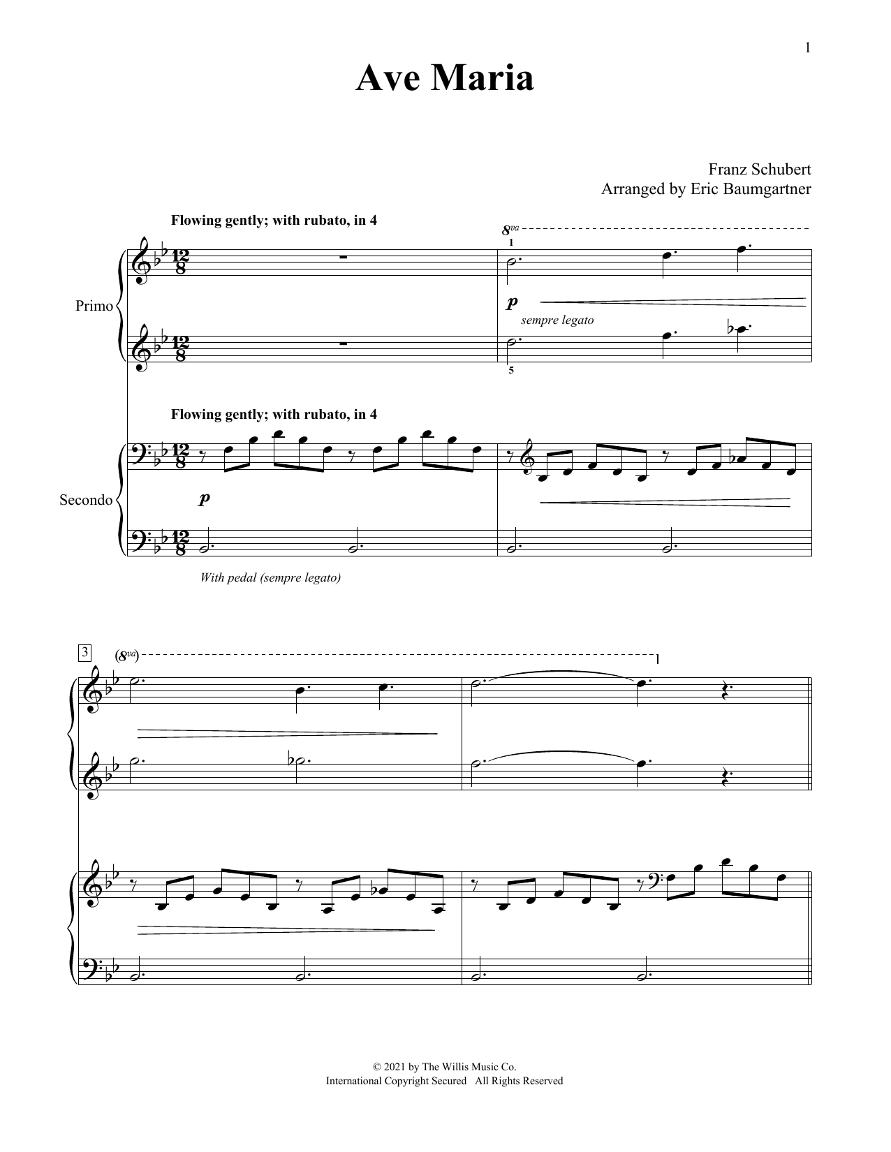 Download Franz Schubert Ave Maria (arr. Eric Baumgartner) Sheet Music