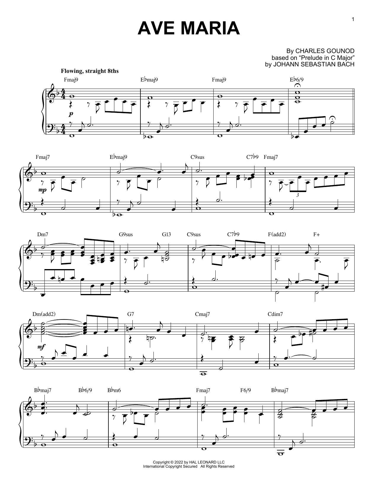 Download Johann Sebastian Bach Ave Maria [Jazz version] (arr. Brent Ed Sheet Music