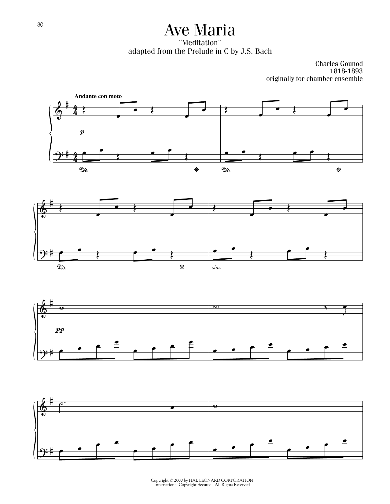 Johann Sebastian Bach Ave Maria sheet music notes printable PDF score