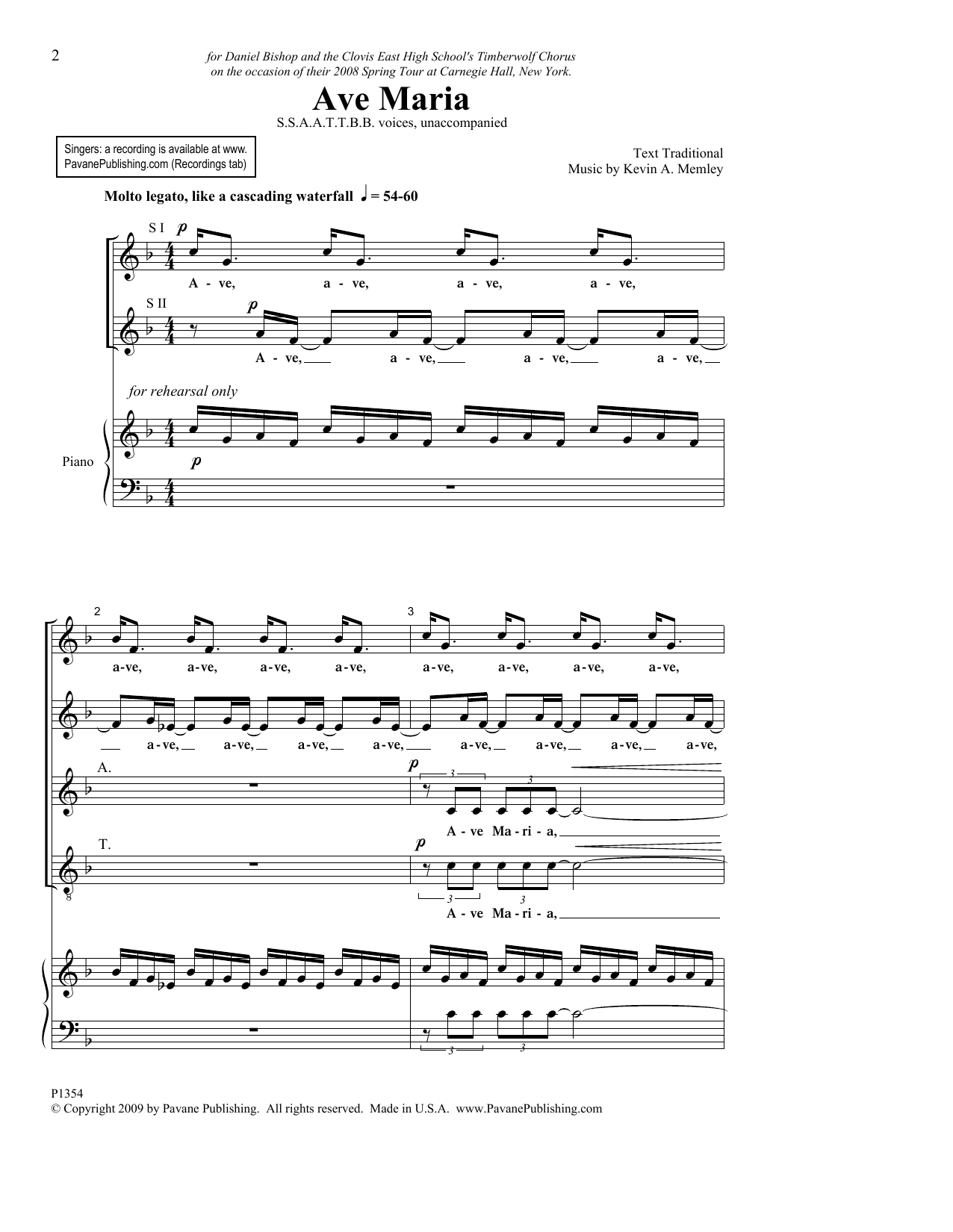 Download Kevin A. Memley Ave Maria Sheet Music