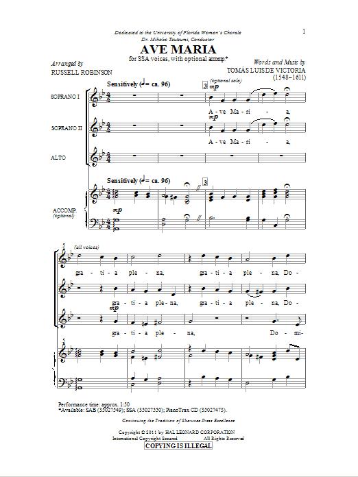Download Russell Robinson Ave Maria Sheet Music