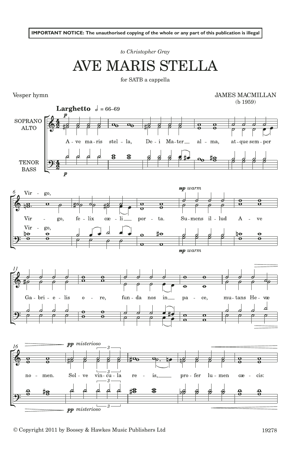 Download James MacMillan Ave Maris Stella Sheet Music