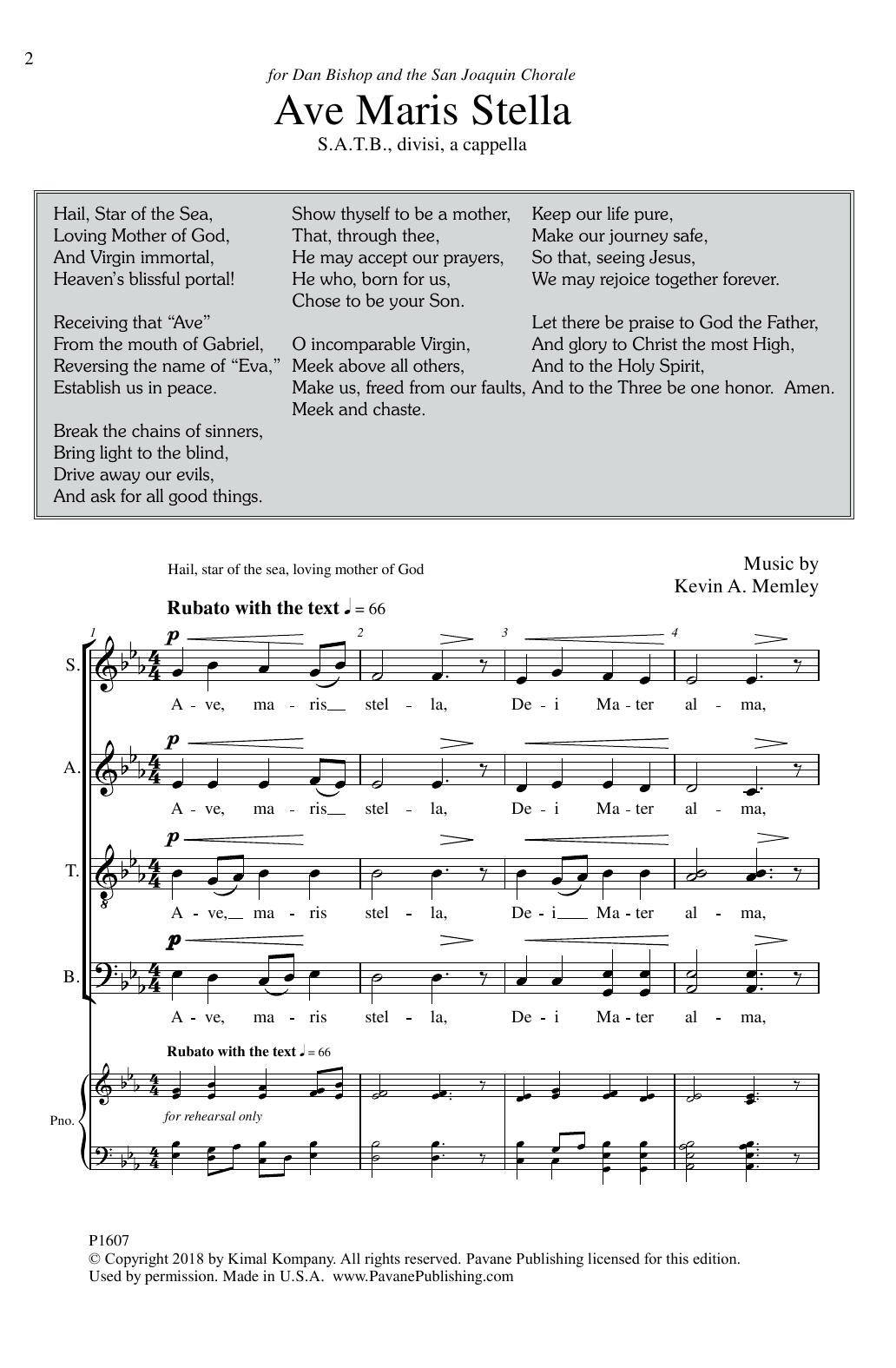 Download Kevin A. Memley Ave Maris Stella Sheet Music