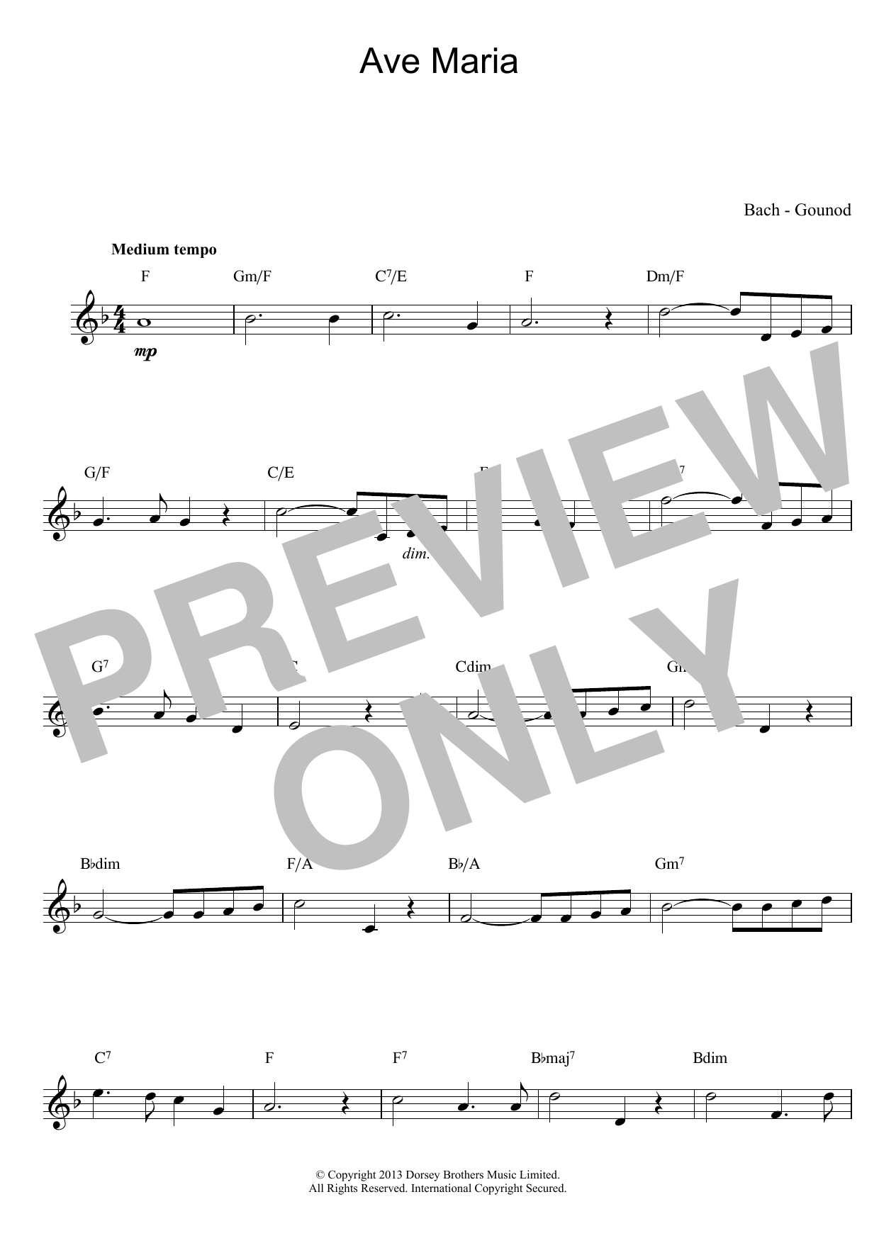 Johann Sebastian Bach and Charles Gounod Ave Maria sheet music notes printable PDF score