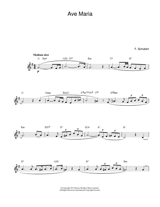 Franz Schubert Ave Maria sheet music notes printable PDF score