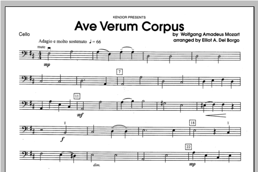 Download Del Borgo Ave Verum Corpus - Cello Sheet Music