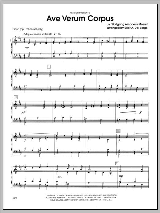 Download Del Borgo Ave Verum Corpus - Piano Sheet Music
